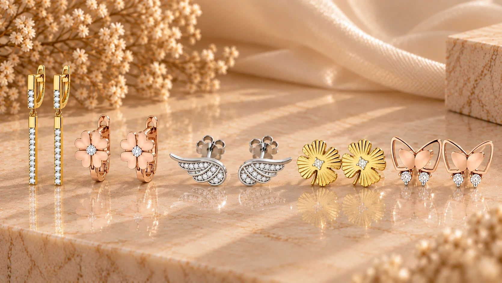 Earrings with Diamonds in Yellow, White, or Rose Gold
