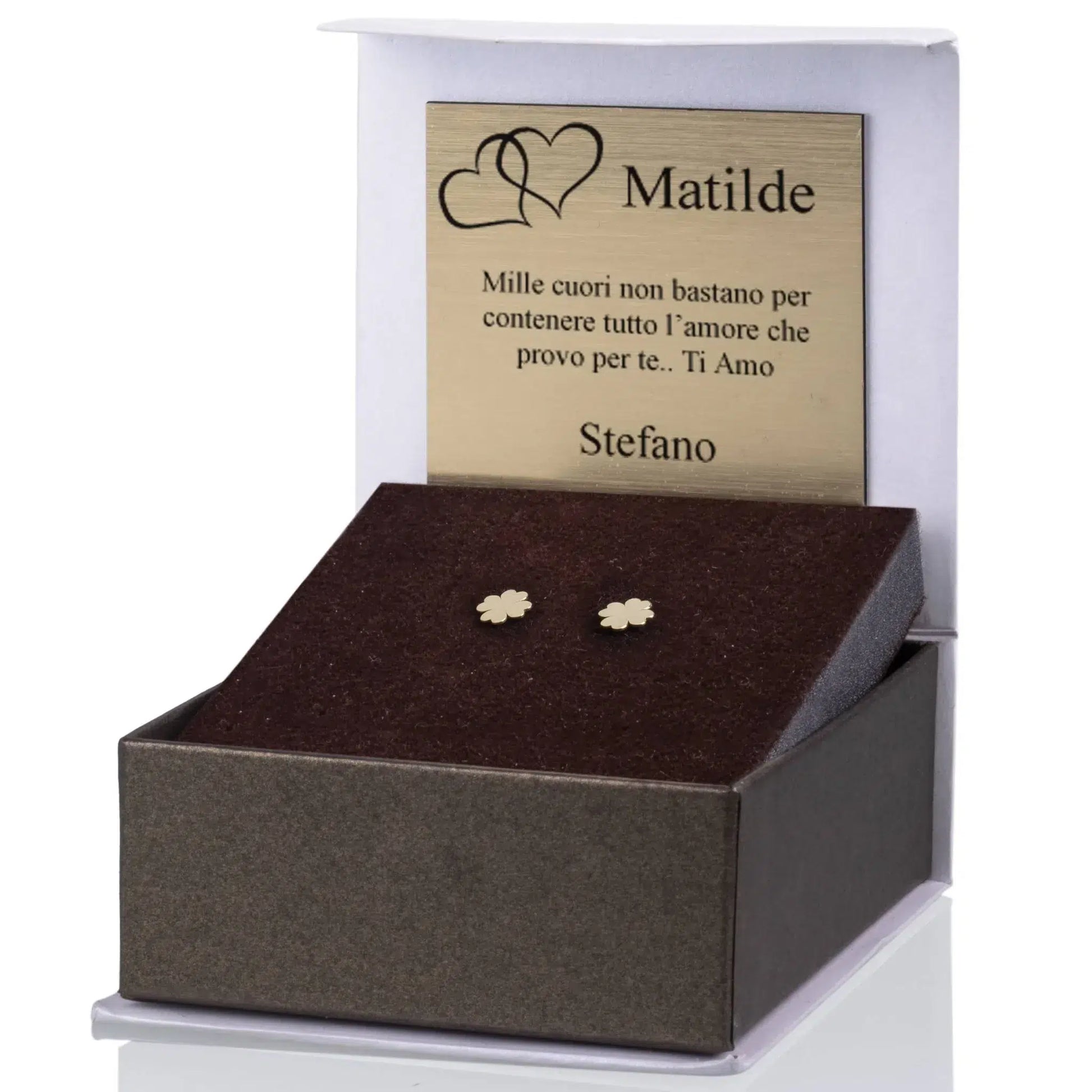 Orecchini in Argento con Quadrifoglio Dorati