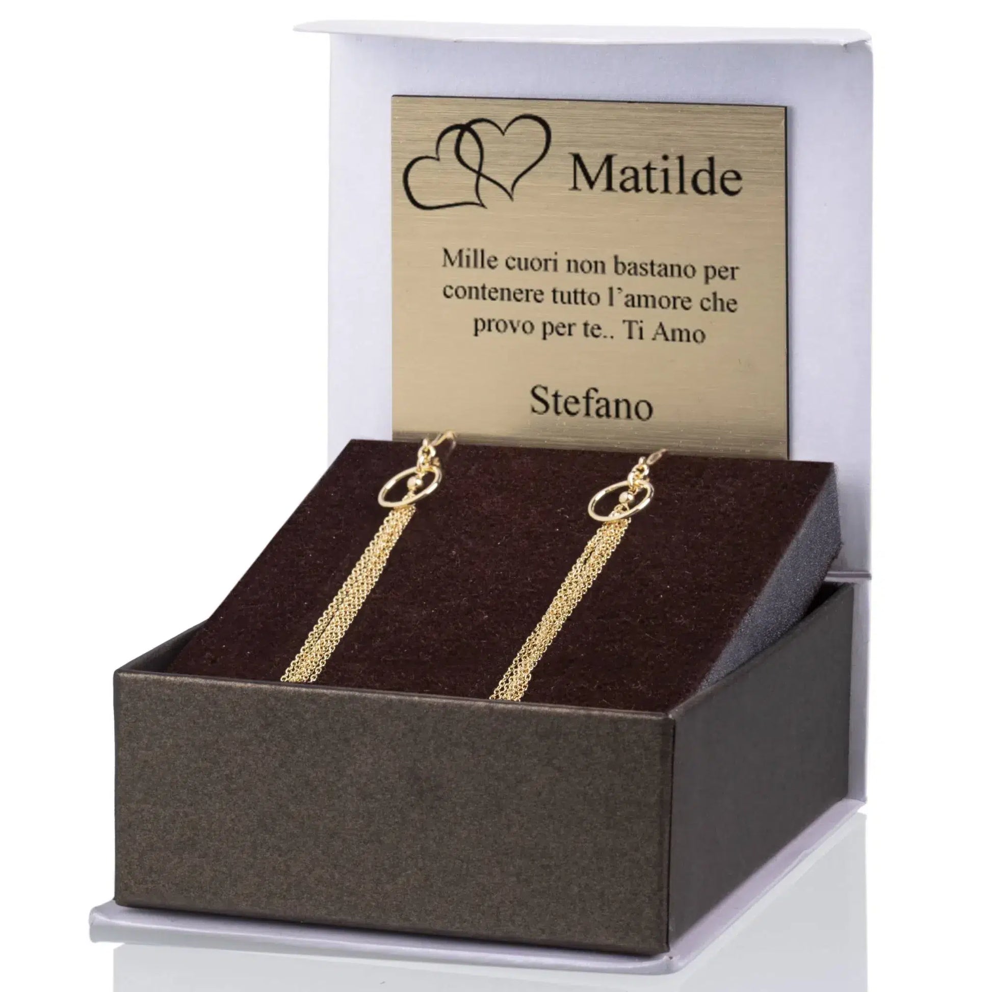 Orecchini Pendenti in Argento con Catena Dorati