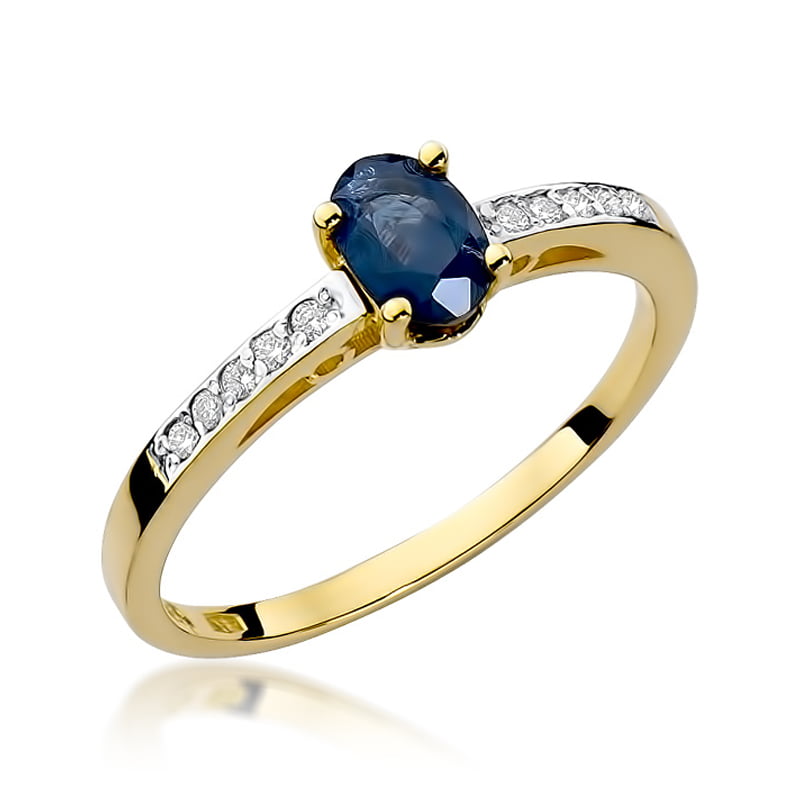 Ring Imperial aus Gold mit Saphir und 10 Diamanten