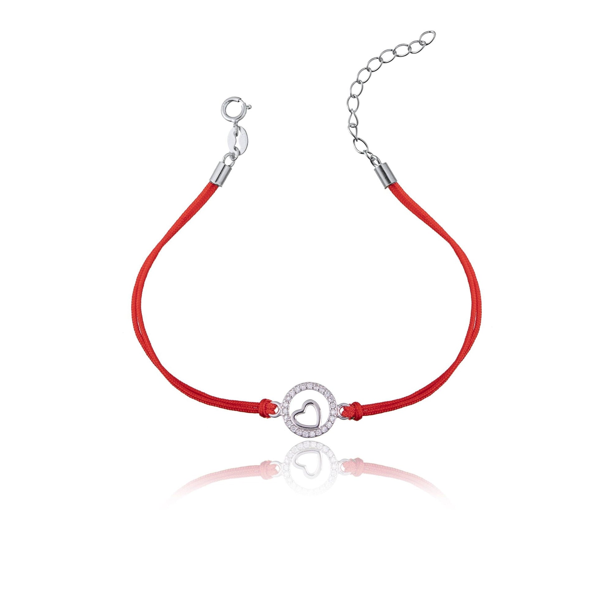 Bracciale in Argento in Cordino con Cerchio e Cuore