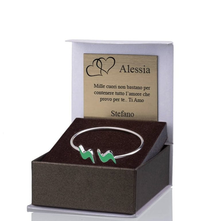 Bracciale Schiava Rodiato con Logo Sakrami Doppio