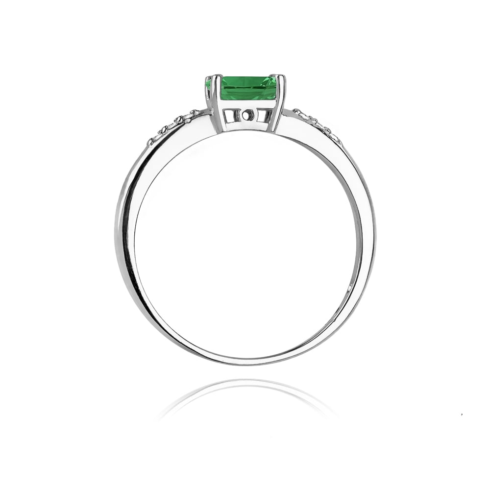 Ring Elvira aus Gold mit Smaragd und 6 Diamanten