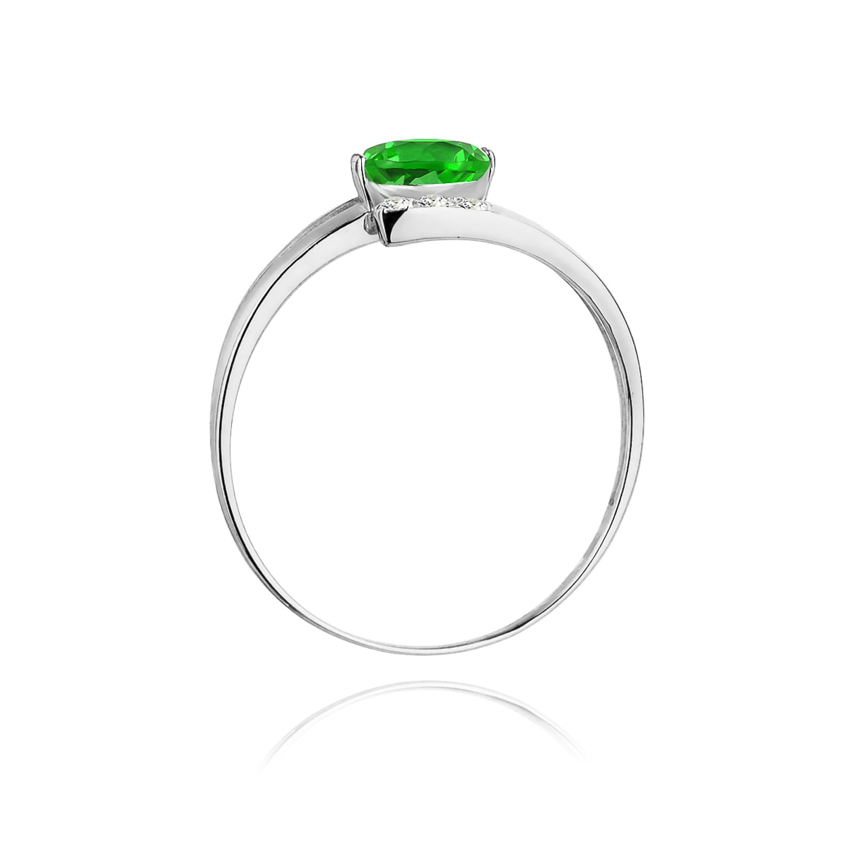 Anello Giada in Oro con Smeraldo e 6 Diamanti