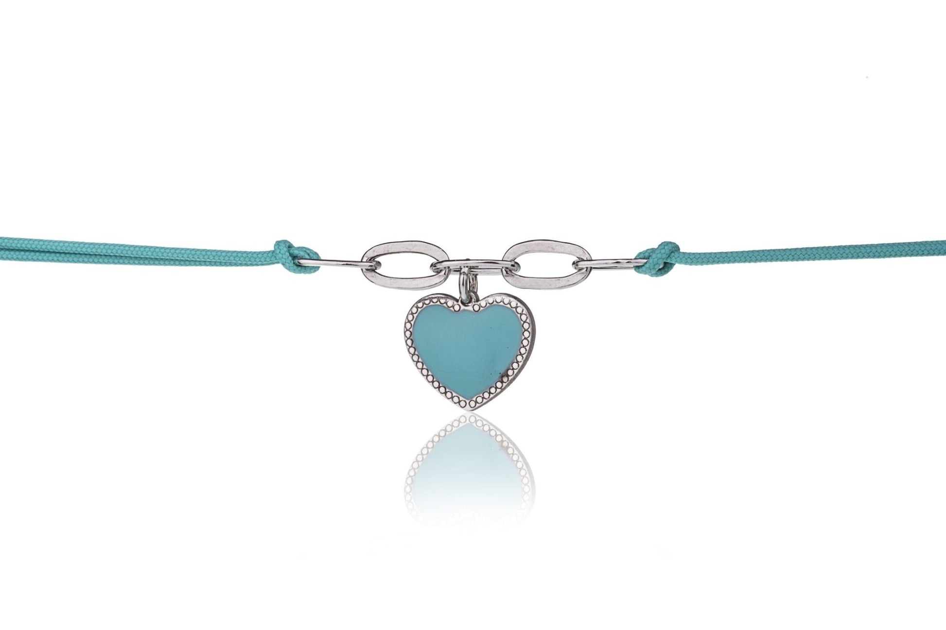 Pulsera de Cordón con Corazón Esmaltado Rodinado