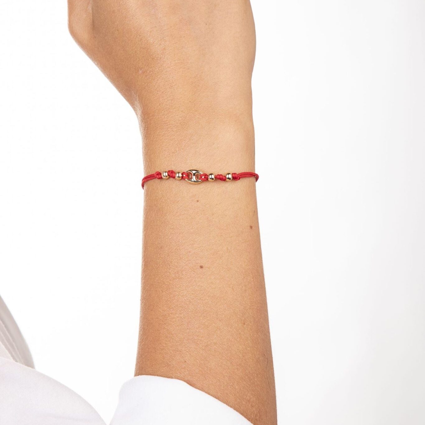 Pulsera Marina Plata Dorada Cordón y Esferas