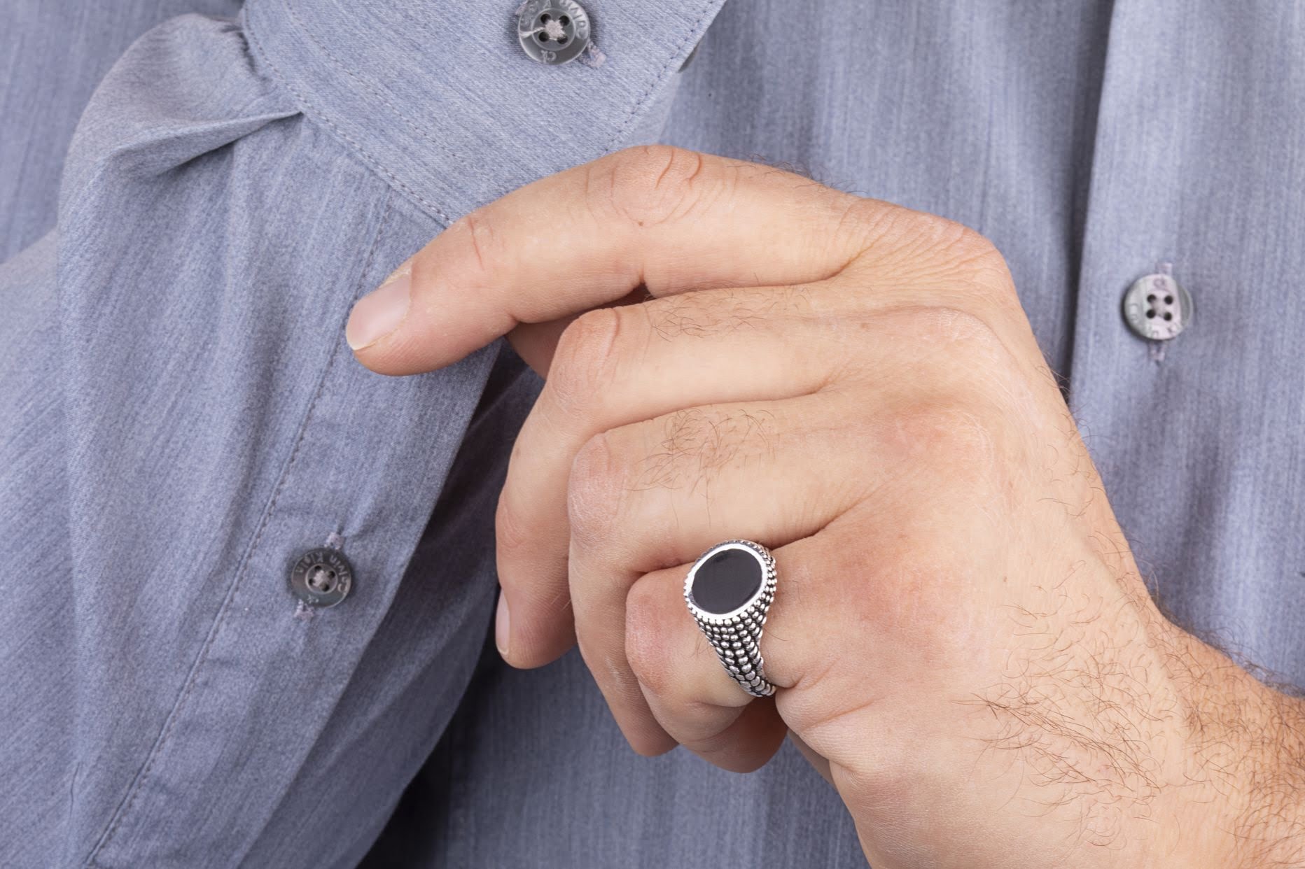 Anello in Argento con Smalto Nero
