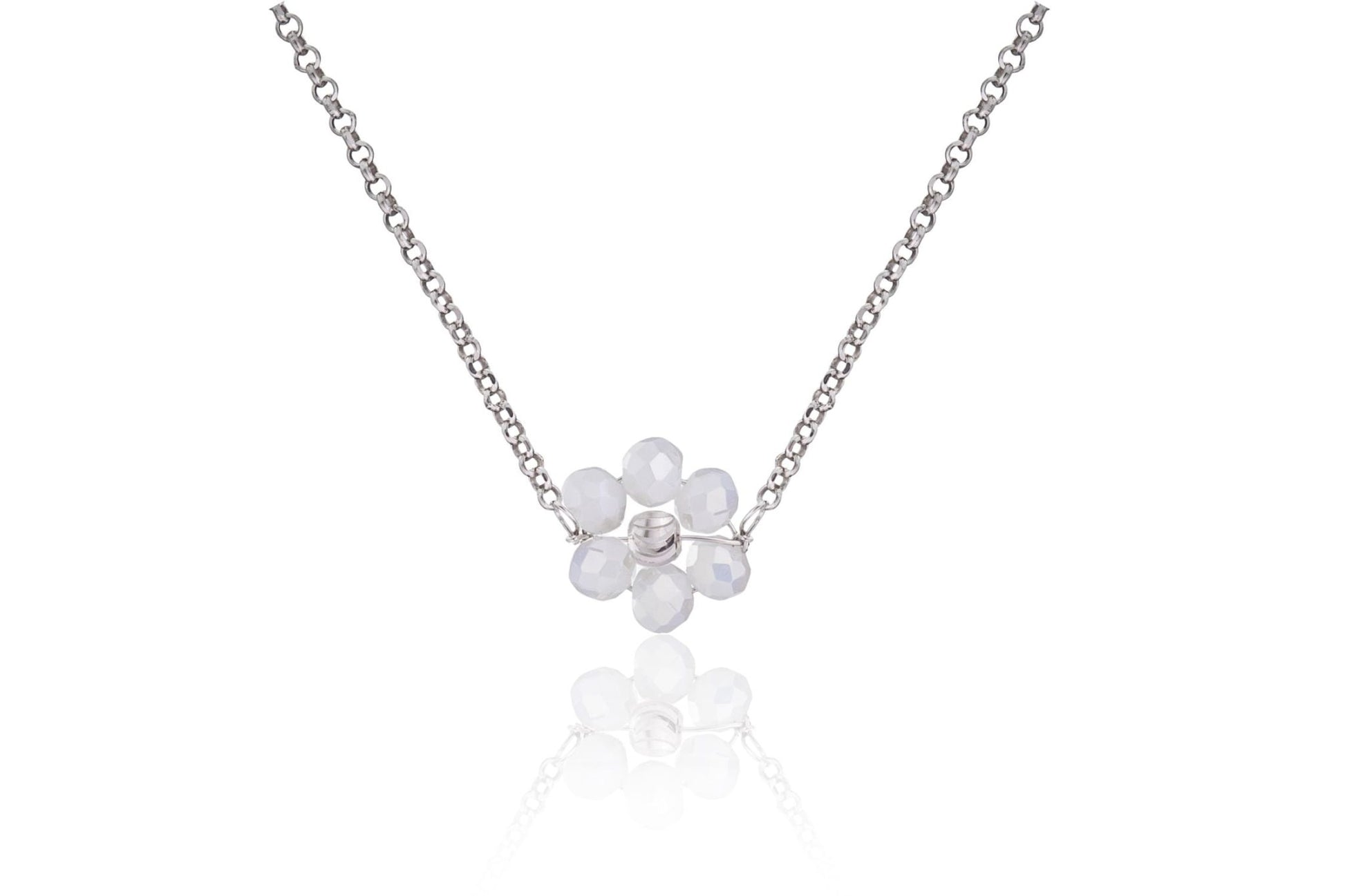 Rhodinierte Halskette mit Blume