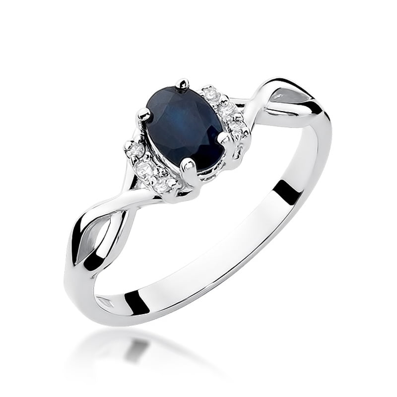 Ring Lunaria aus Gold mit Saphir und 6 Diamanten