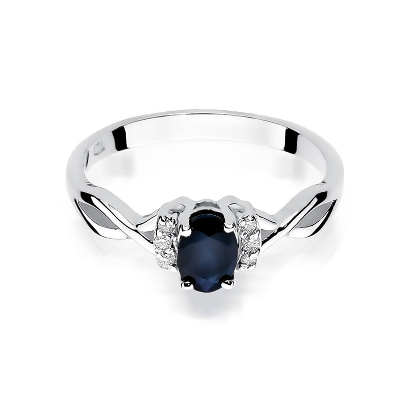 Ring Lunaria aus Gold mit Saphir und 6 Diamanten