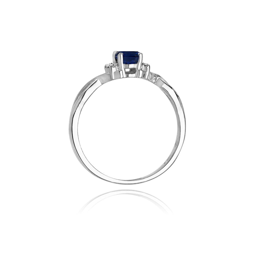 Ring Lunaria aus Gold mit Saphir und 6 Diamanten