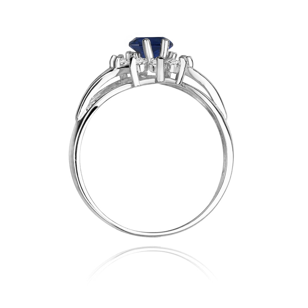 Ring Nerisa aus Gold mit Saphir und 10 Diamanten