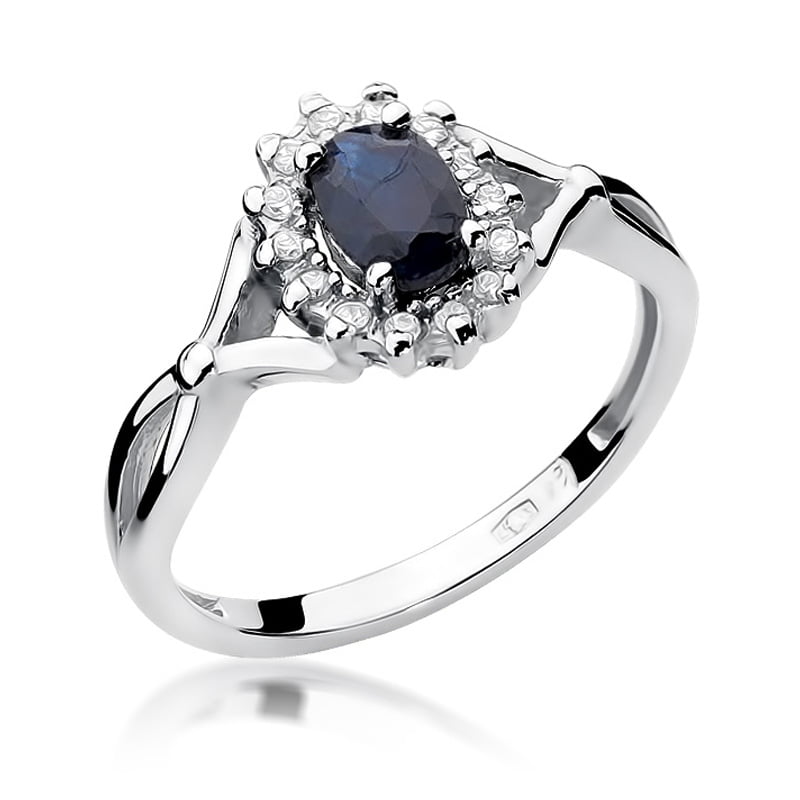 Ring Iside aus Gold mit Saphir und 14 Diamanten