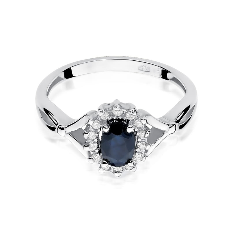 Ring Iside aus Gold mit Saphir und 14 Diamanten