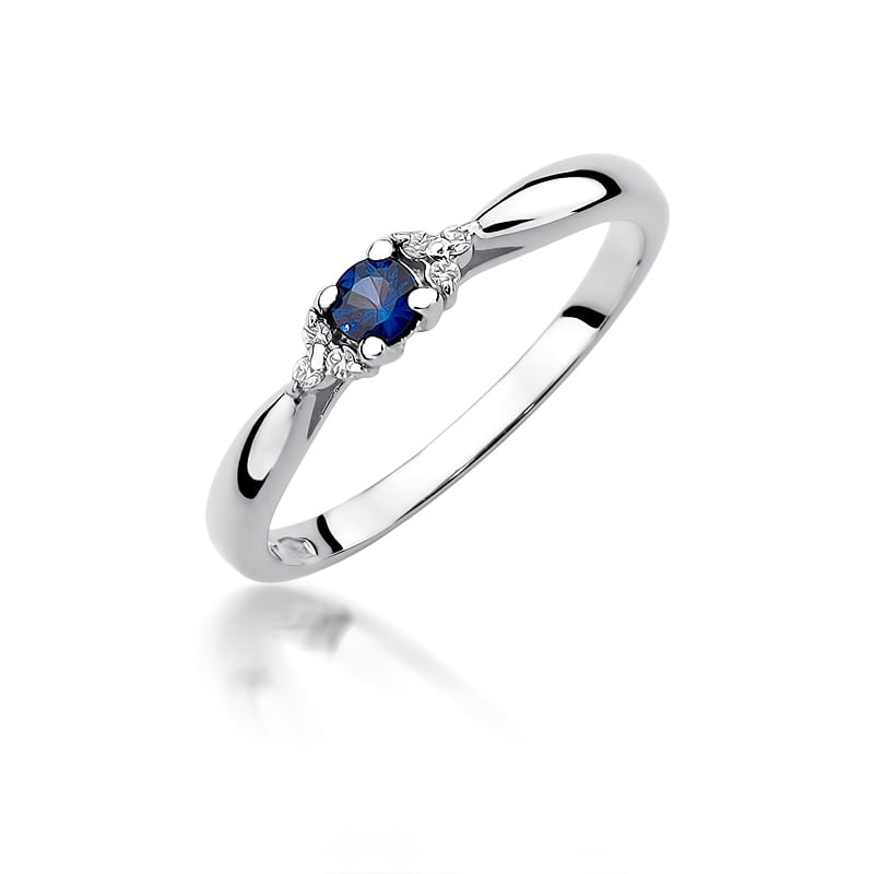 Anello Saphira in oro con Zaffiro e 6 Diamanti