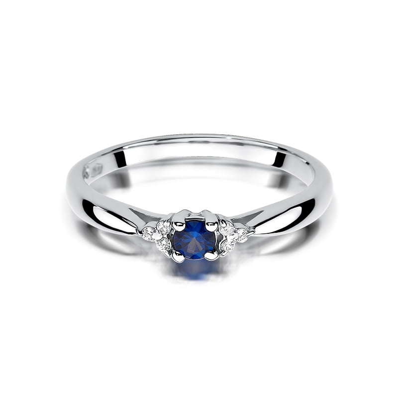 Anello Saphira in oro con Zaffiro e 6 Diamanti