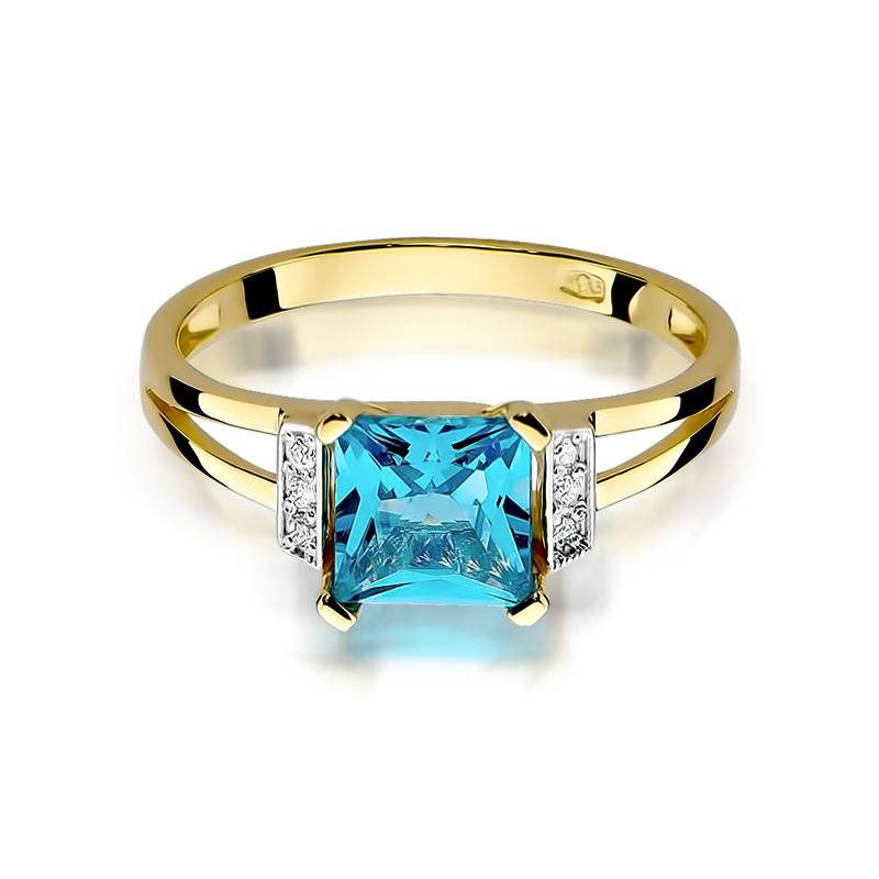 Skya Ring in Gold with Topaz and 6 Diamonds