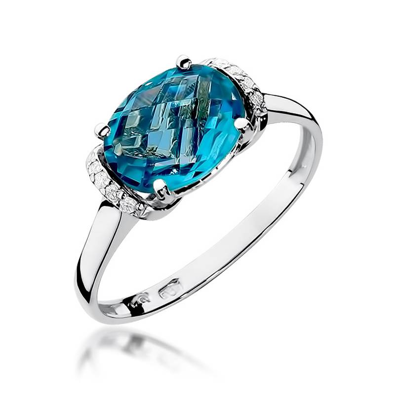 Anello Celestia in Oro con Topazio e 8 Diamanti