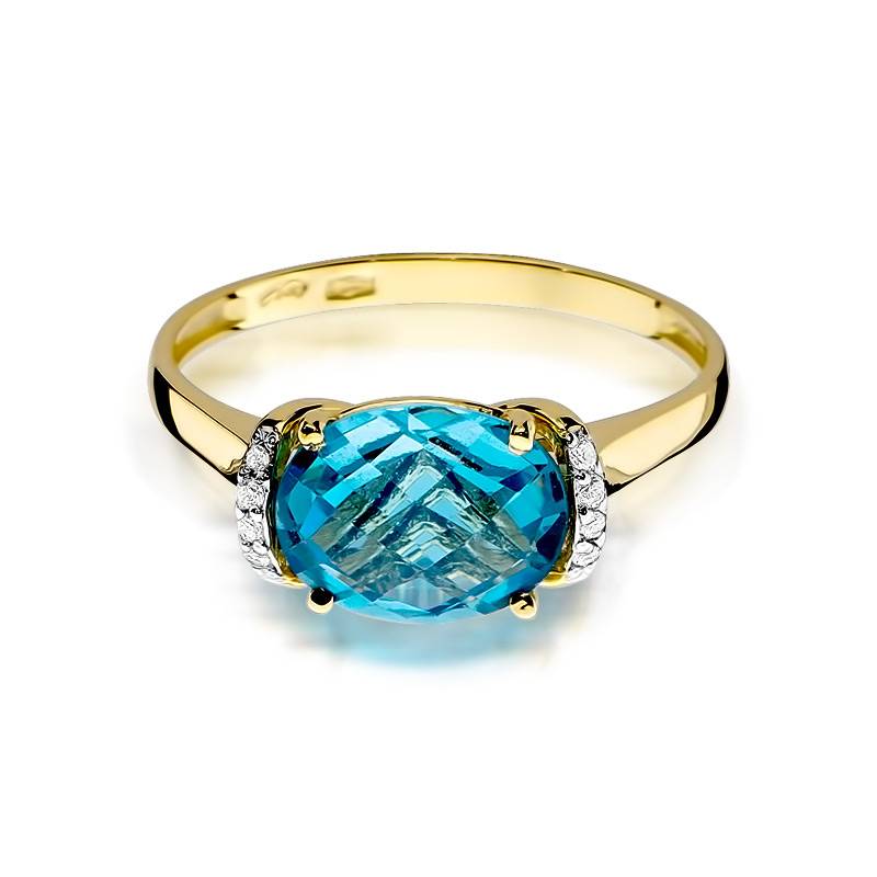 Anello Celestia in Oro con Topazio e 8 Diamanti