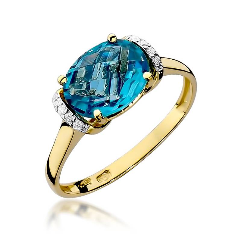 Anello Celestia in Oro con Topazio e 8 Diamanti