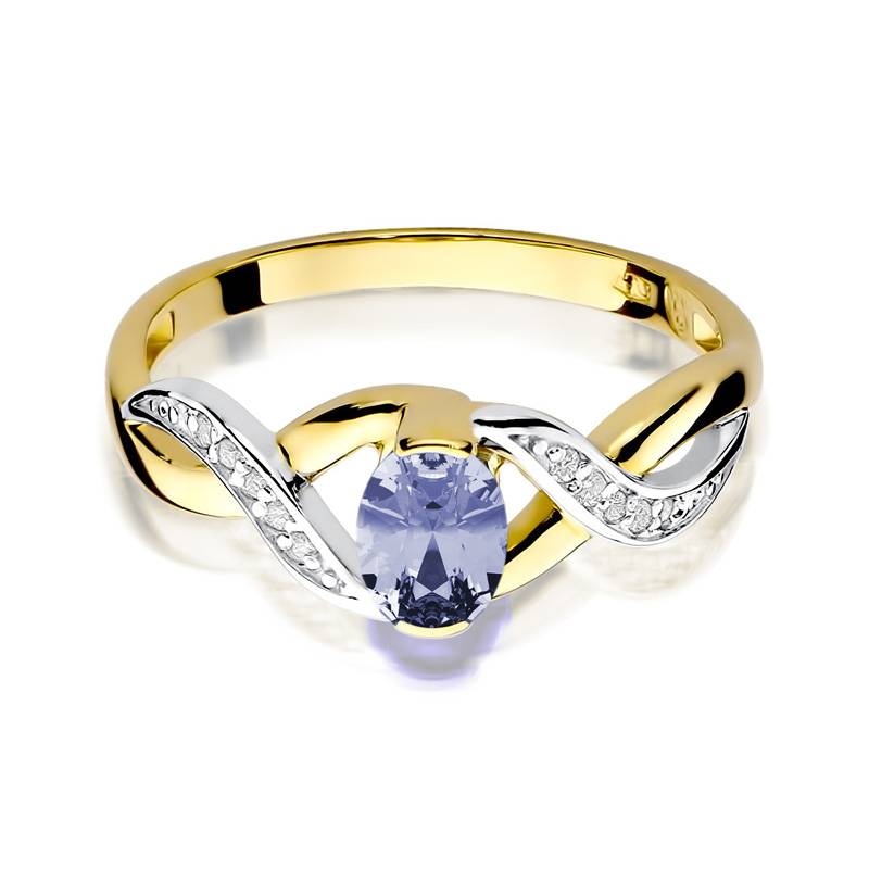 Nora Ring in Bicolor Gold with Tanzanite and 10 Diamonds
