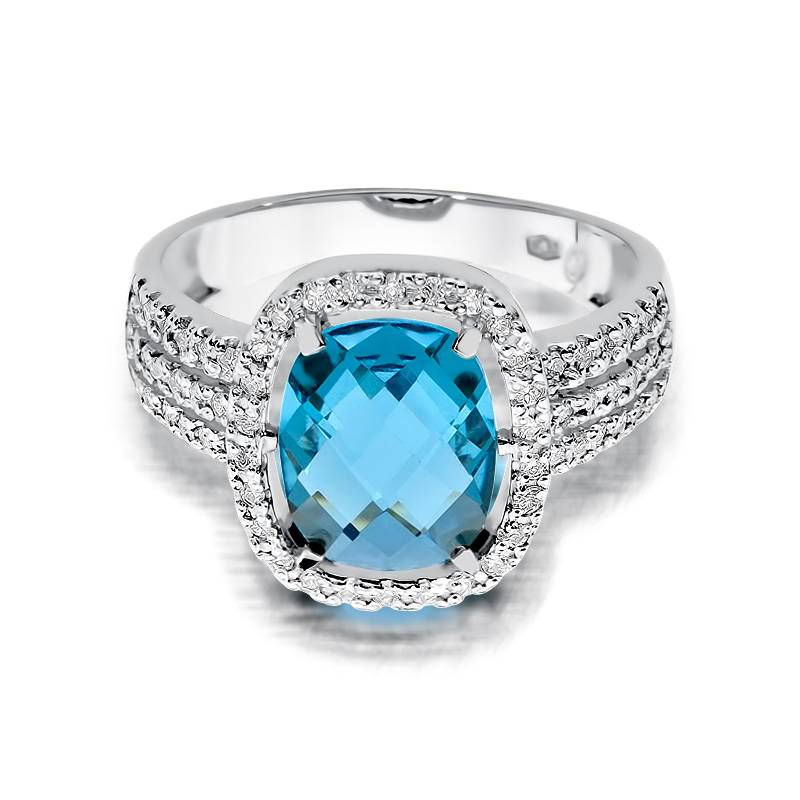 Bague Eliade en Or avec Topaze et 62 Diamants