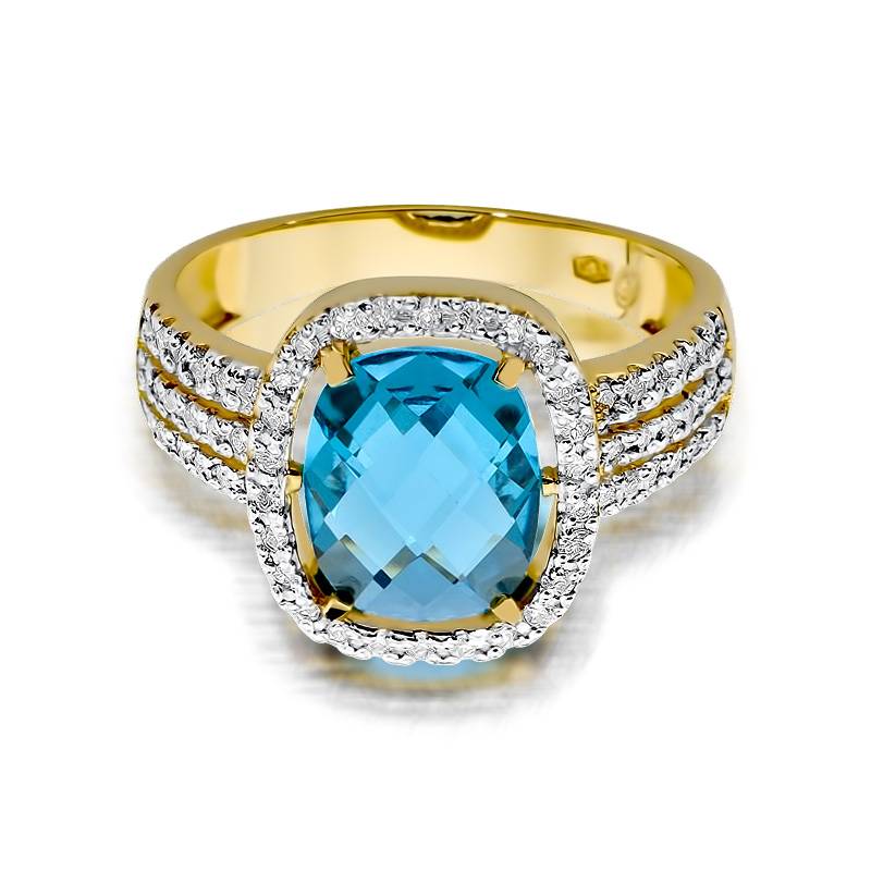 Bague Eliade en Or avec Topaze et 62 Diamants