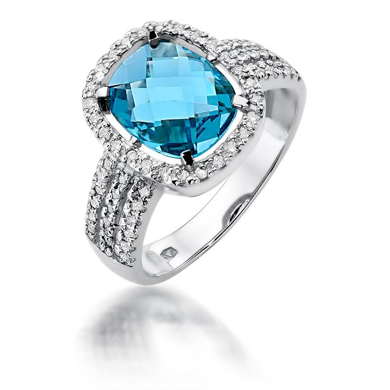 Bague Eliade en Or avec Topaze et 62 Diamants