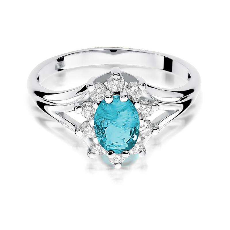 Azzurea Ring in Gold with Topaz and 10 Diamonds
