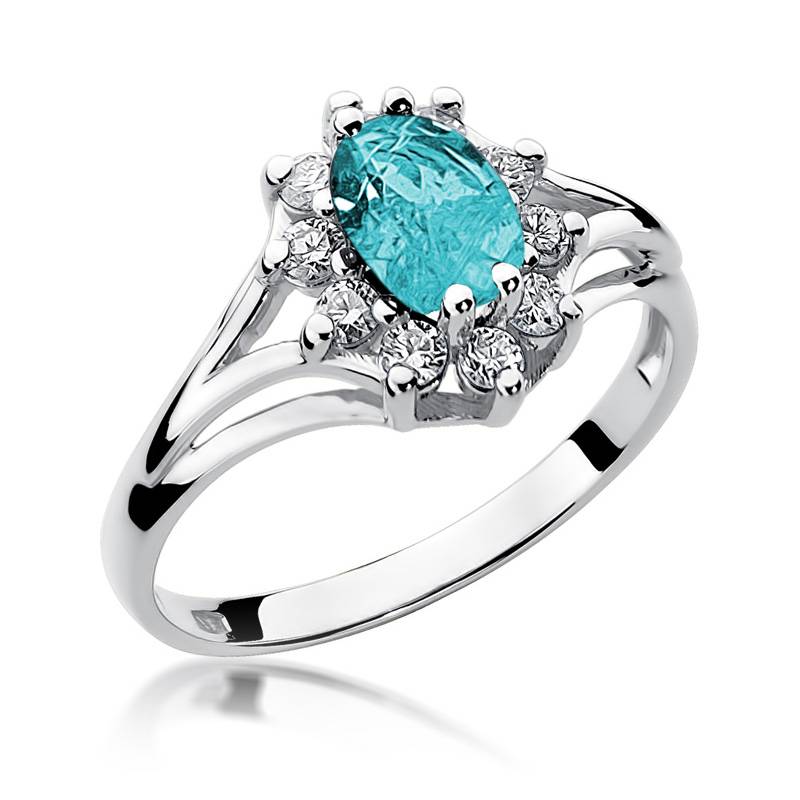 Azzurea Ring in Gold with Topaz and 10 Diamonds