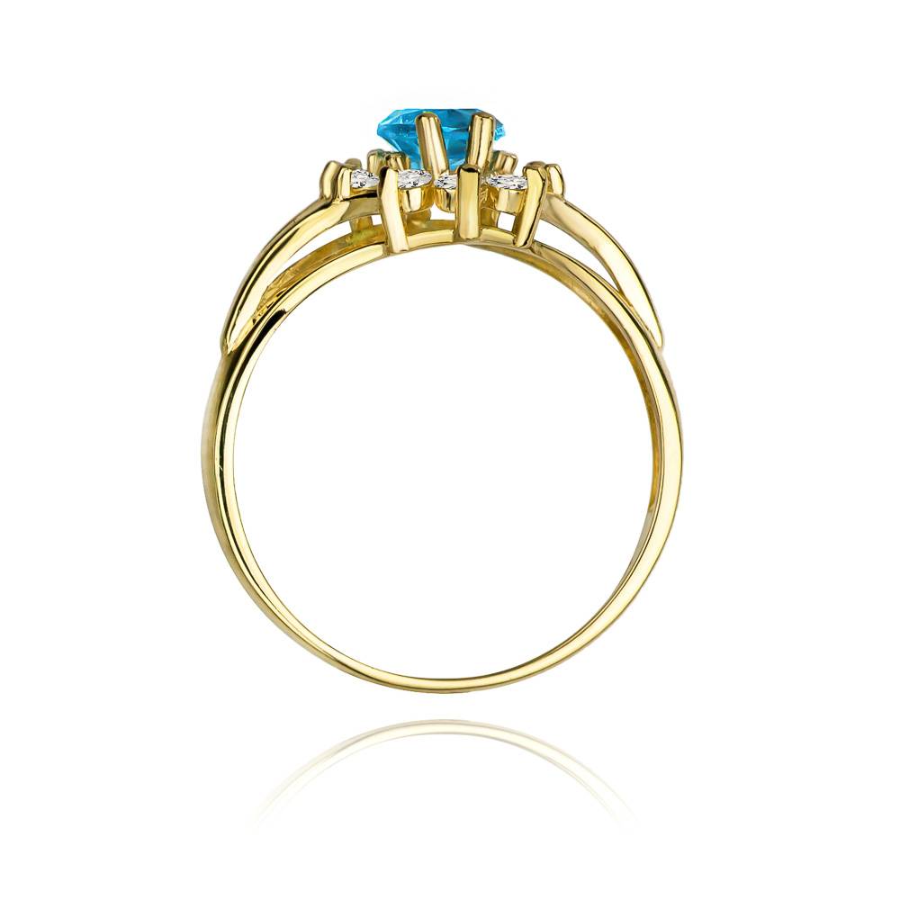 Azzurea Ring in Gold with Topaz and 10 Diamonds