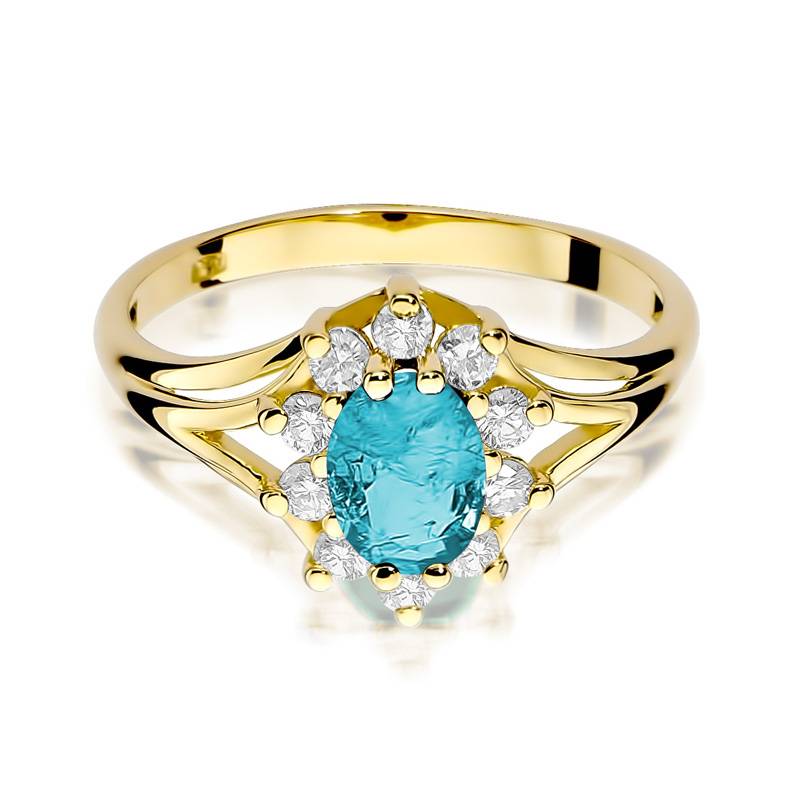 Azzurea Ring in Gold with Topaz and 10 Diamonds