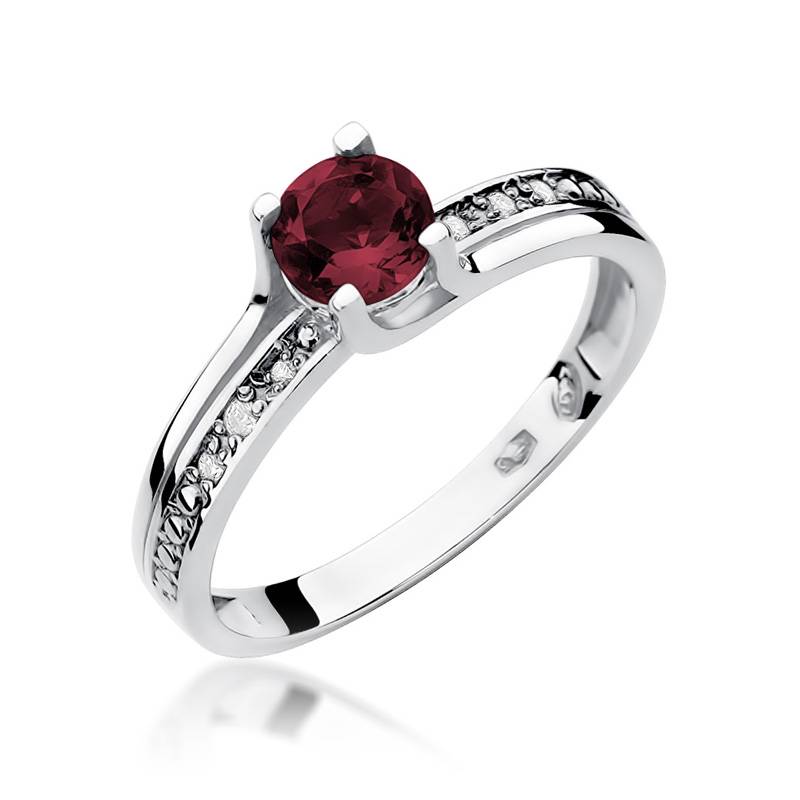 Anillo Elan en Oro con Granate y 6 Diamantes