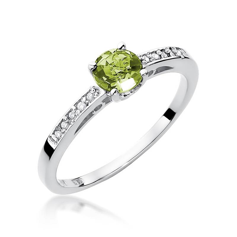 Olya Ring in Gold with Peridot and 10 Diamonds