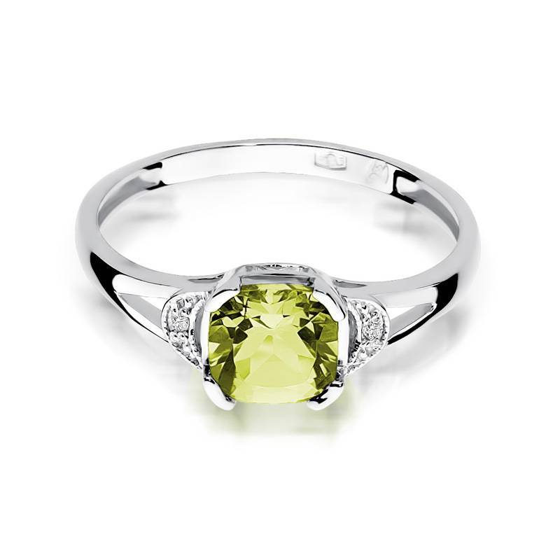 Liora Ring in Gold with Peridot and 2 Diamonds
