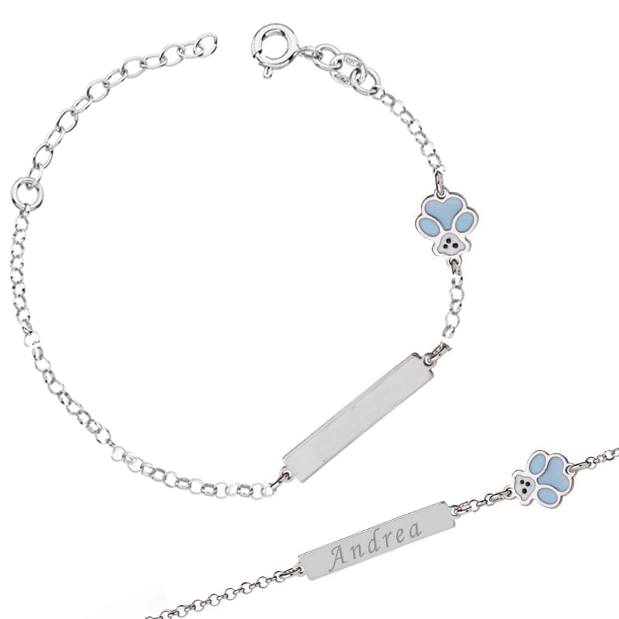 Armband aus Silber für Kinder mit blauem Eisbär