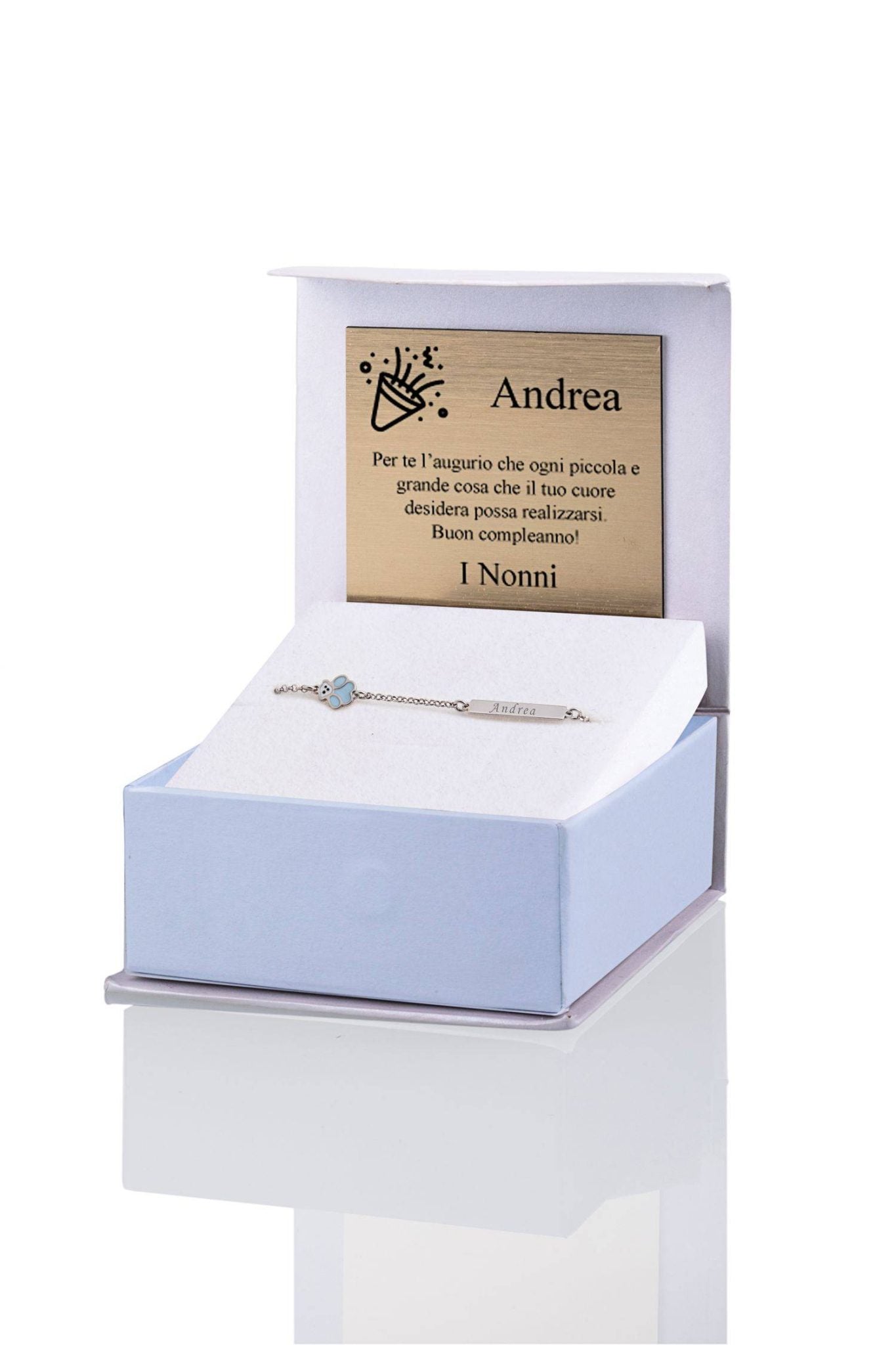 Armband aus Silber für Kinder mit blauem Eisbär