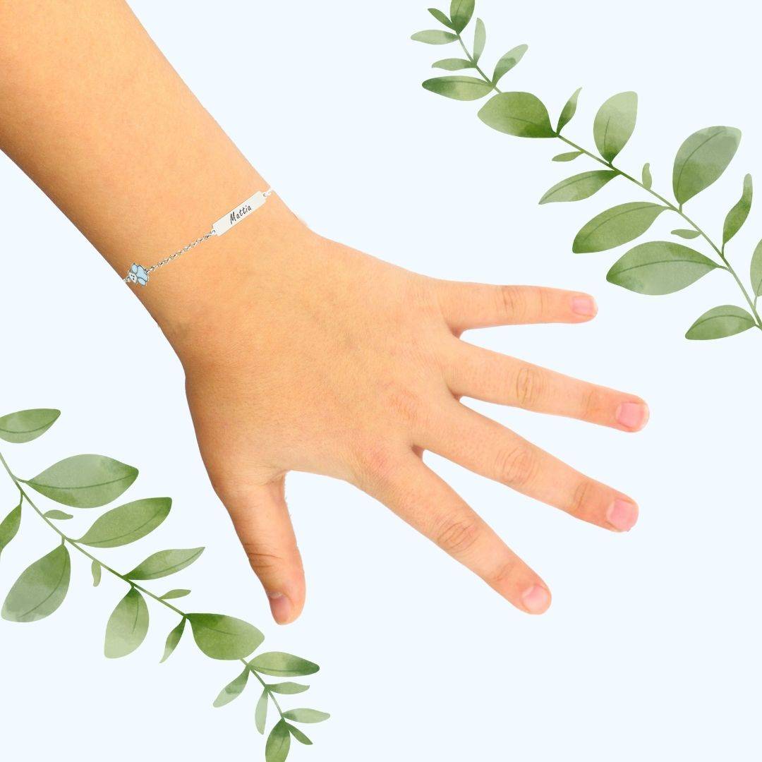 Armband aus Silber für Kinder mit blauem Eisbär