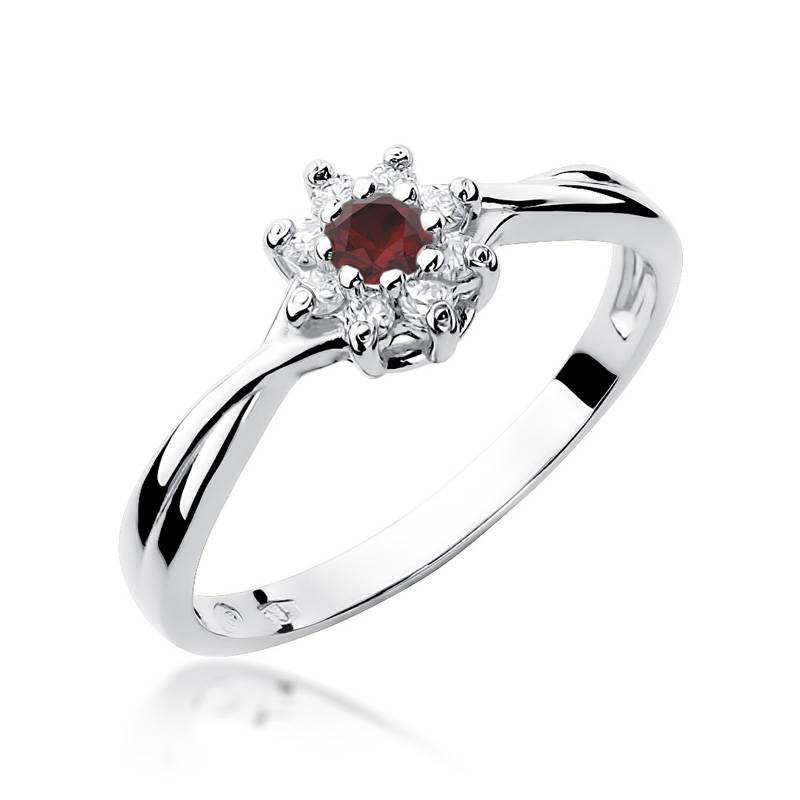 Elya Ring in Gold with Ruby and 8 Diamonds