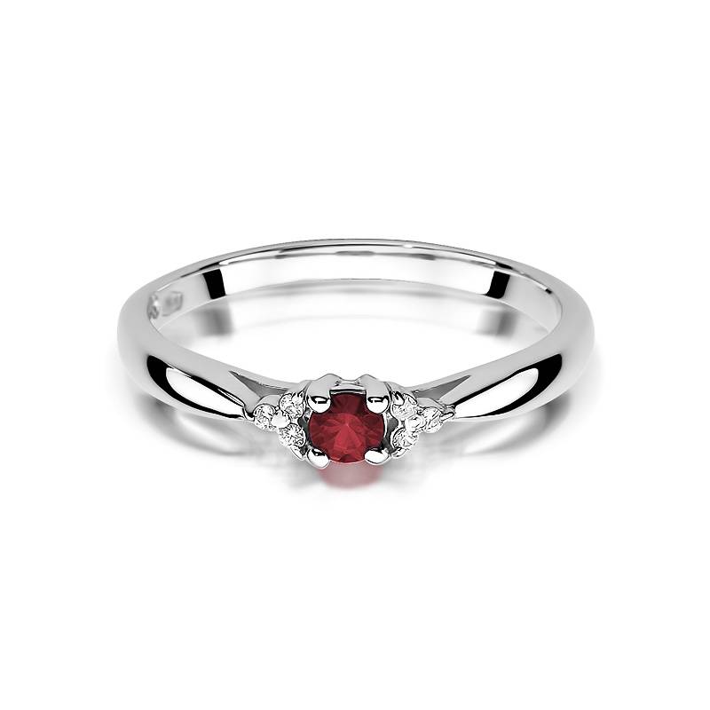 Rubea Ring in Gold with Ruby and 6 Diamonds
