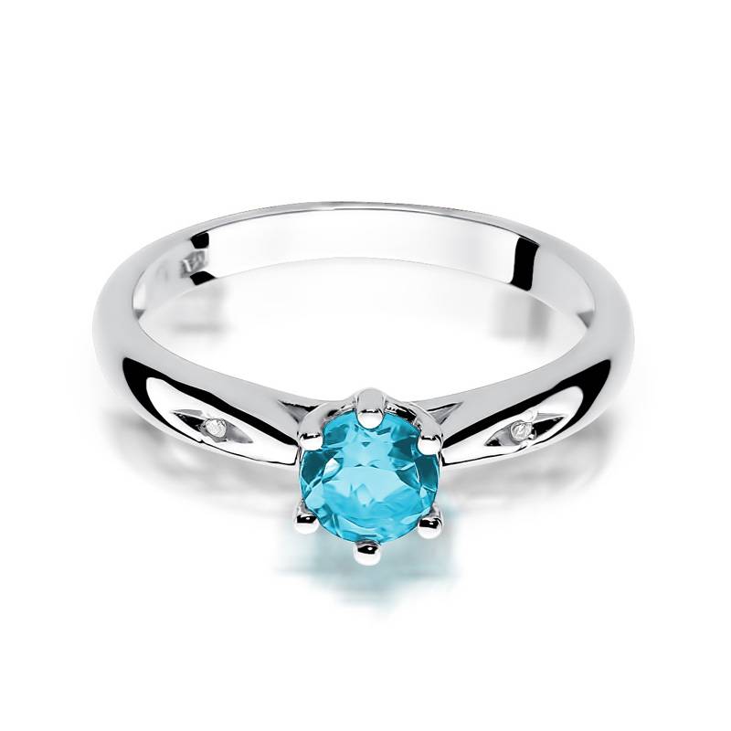 Anillo Elvya en Oro con Topacio y 2 Diamantes