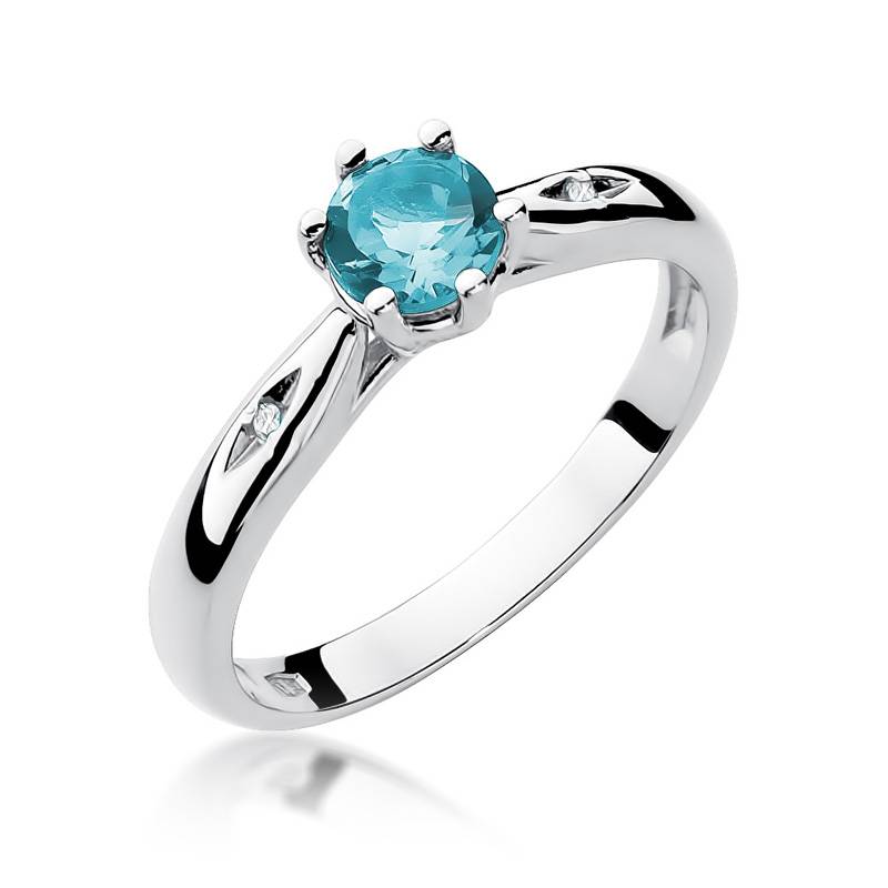 Anillo Elvya en Oro con Topacio y 2 Diamantes