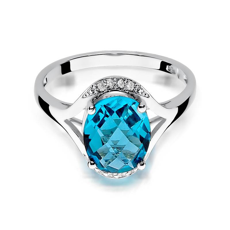 Anillo Sole Blu en Oro con Topacio y 8 Diamantes