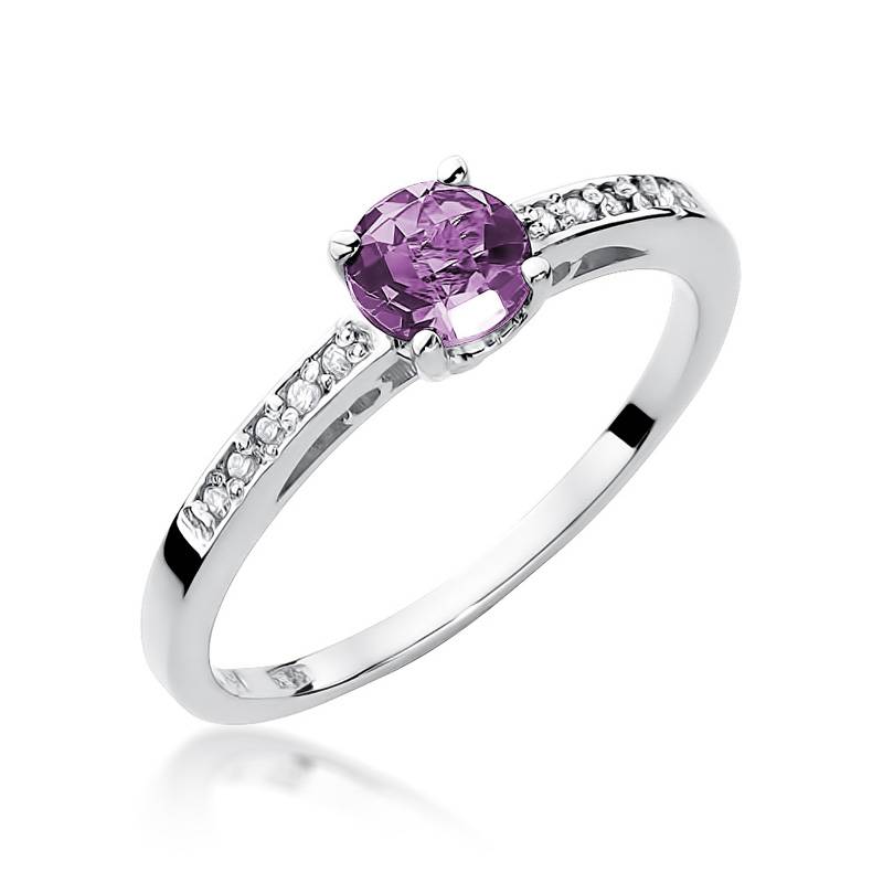 Indira Ring in Gold with Amethyst and 10 Diamonds