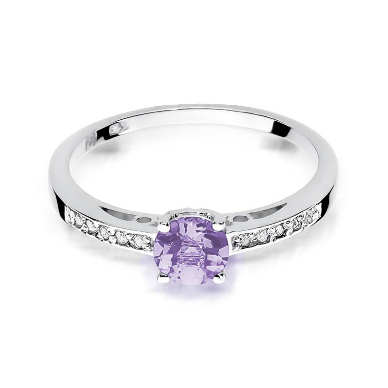 Indira Ring in Gold with Amethyst and 10 Diamonds
