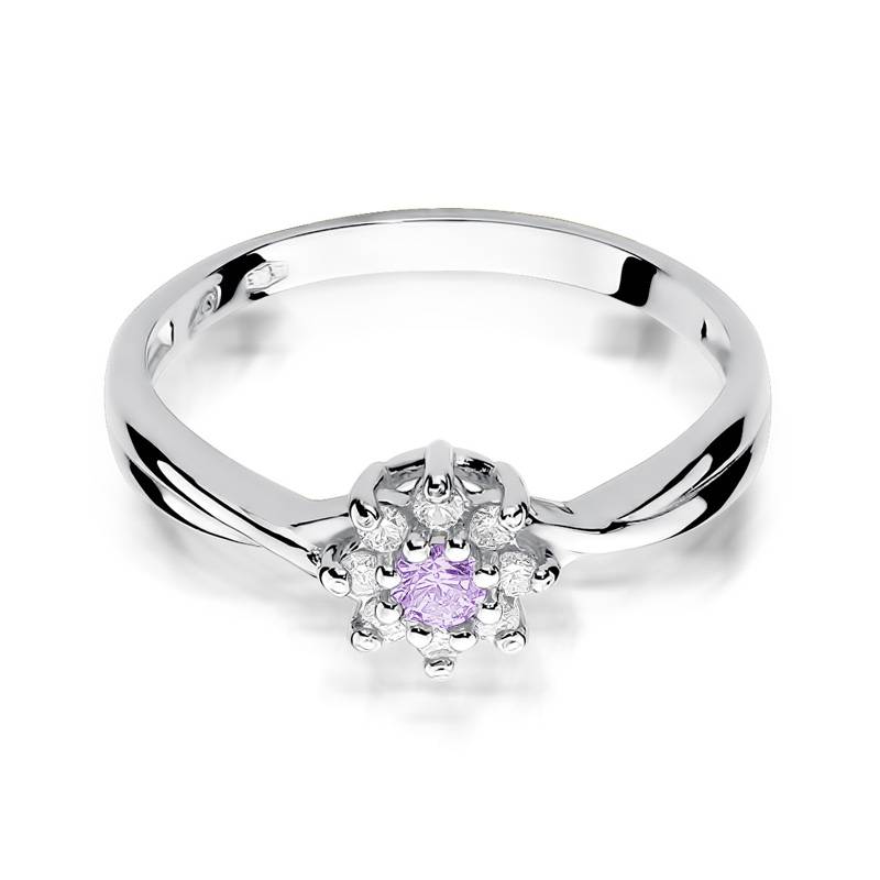 Bague Zamira en or avec améthyste et 8 diamants