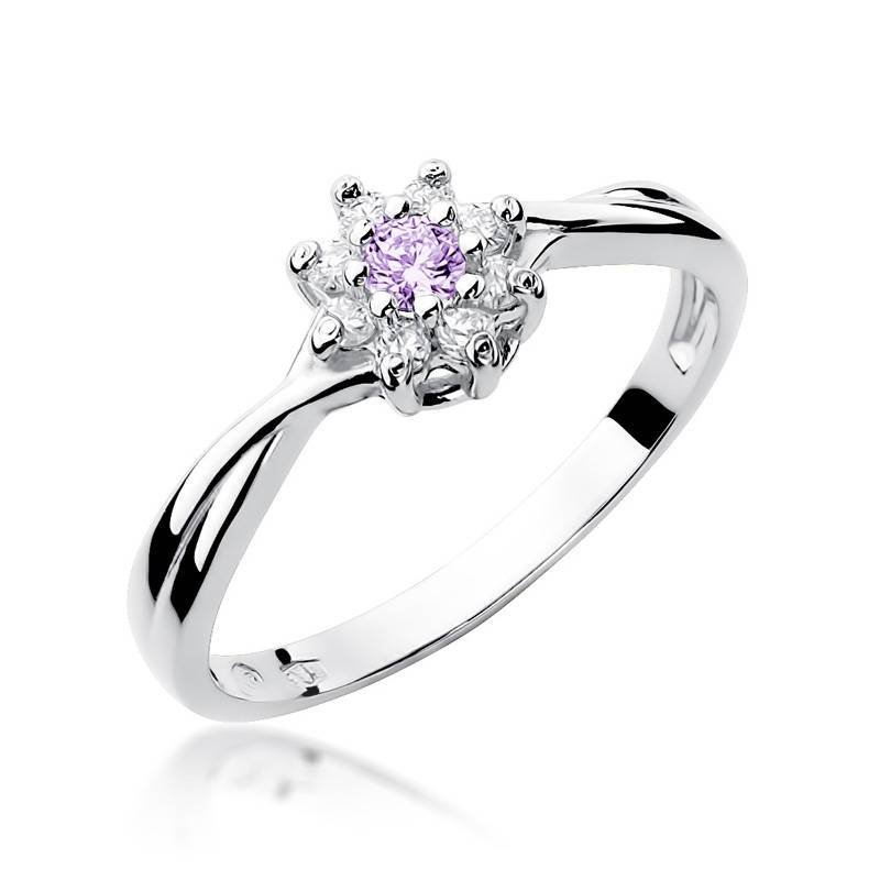 Bague Zamira en or avec améthyste et 8 diamants