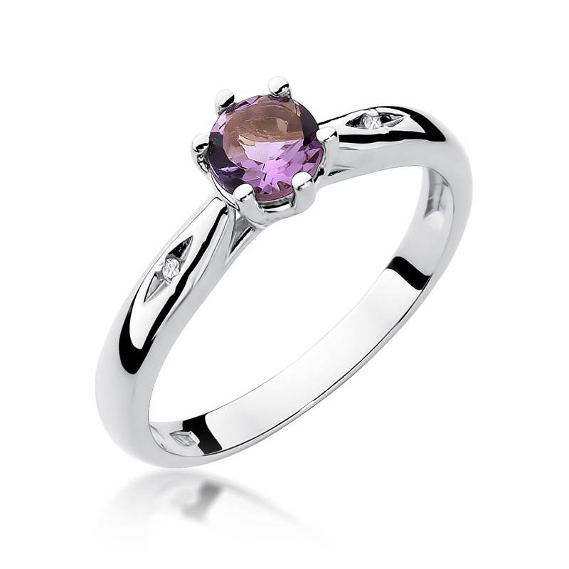 Anello Viorea in Oro con Ametista e 2 Diamanti