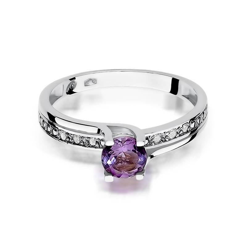 Anello Mystia in Oro con Ametista e 6 Diamanti