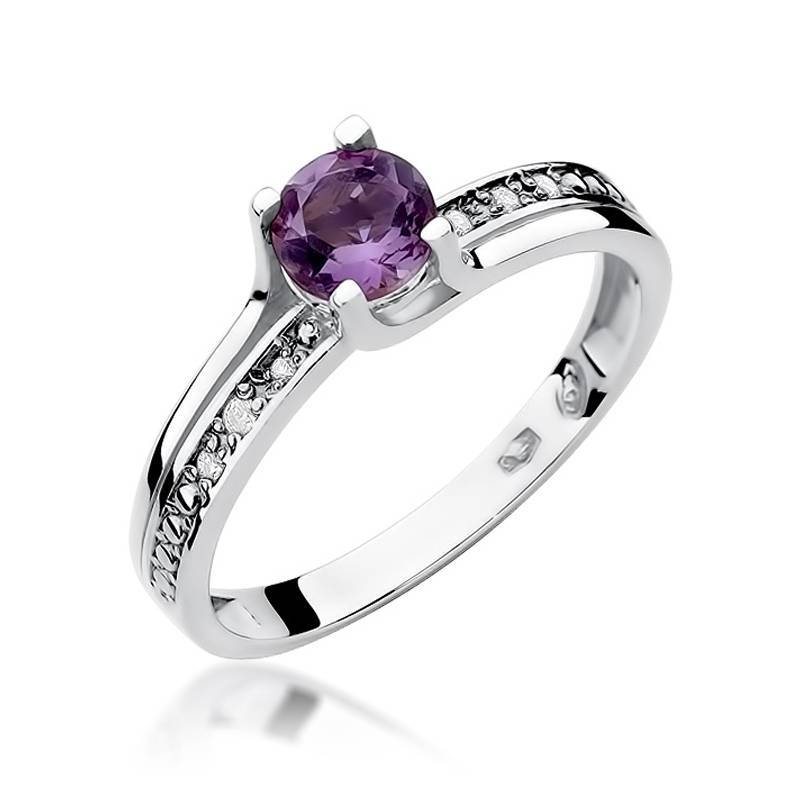 Anello Mystia in Oro con Ametista e 6 Diamanti